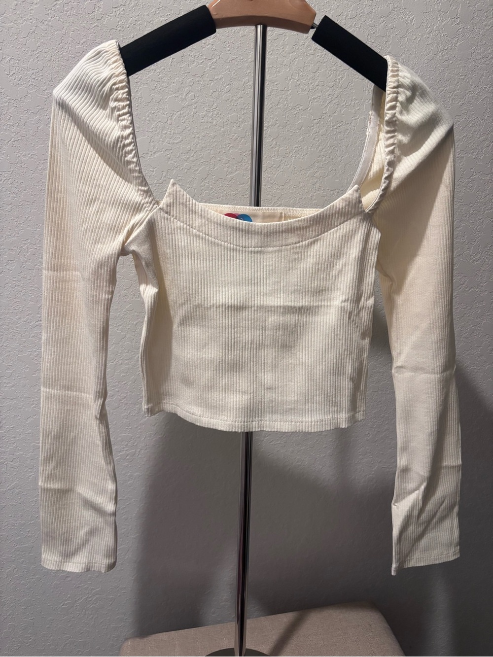 NWOT Free People FP Beach Sample Ribbed Sweetheart Crop Top Cream Womens Small